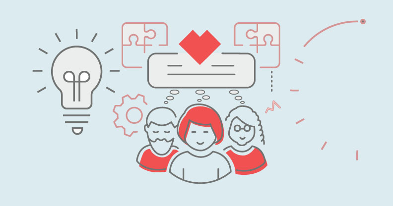 Infographie de personnes qui cherchent des solutions et trouvent des idées